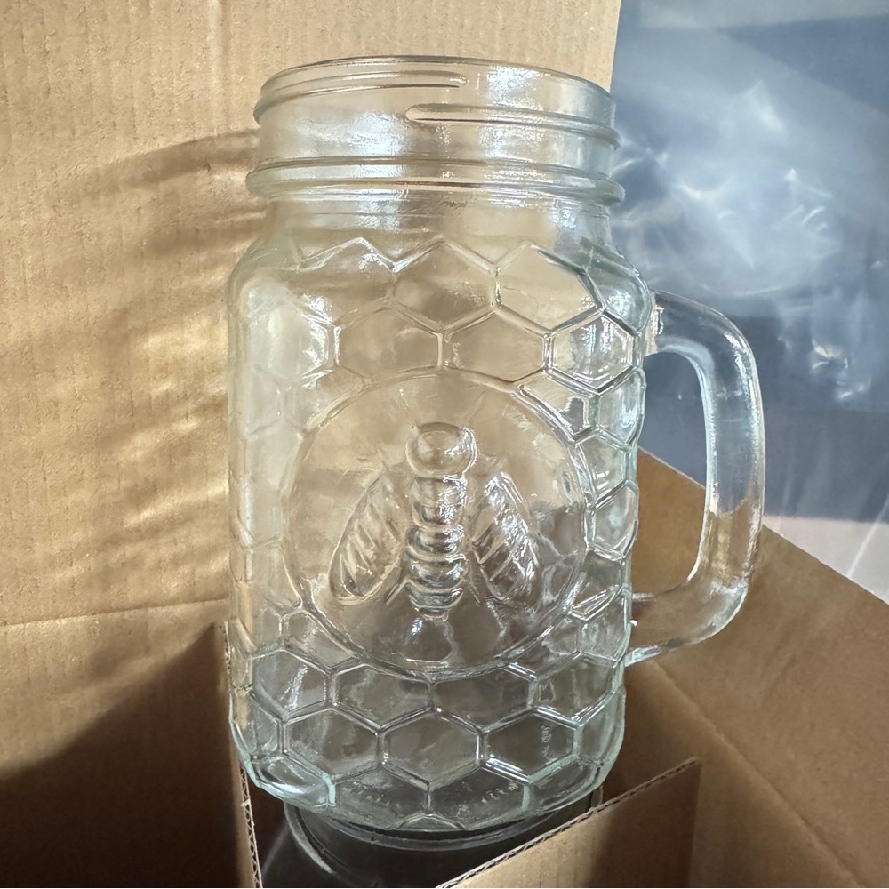 Circleware Glass Mason Jars, Set of 4, 17 oz, Honey Bee Mugs - Picture 6 of 6